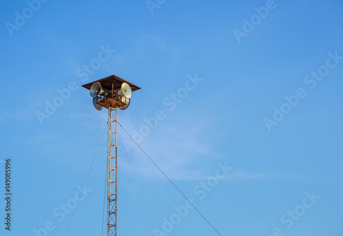 Warning system, Public address system speakers on high tower