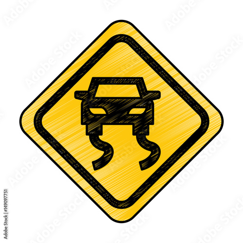 Slippery road traffic signal icon vector illustration design