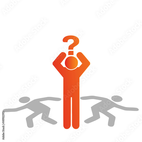 Vector illustration silhouette of a man with a question. The man did not know what to do. The concept of the elections. The concept of how to make decisions.