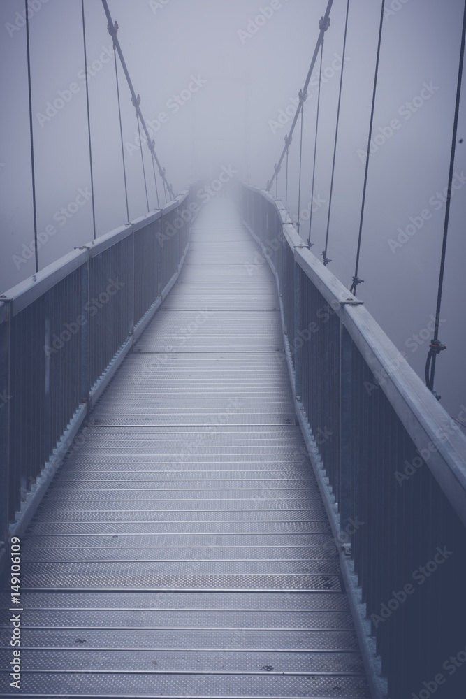 Alone One Mile High on Grandfather Mountain Suspension Bridge Alone One Mile High on Grandfather Mountain Suspension Bridge