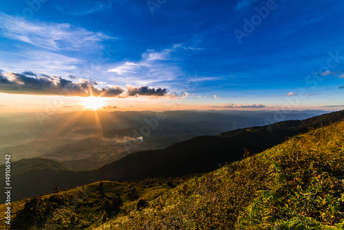 Sunset in mountains