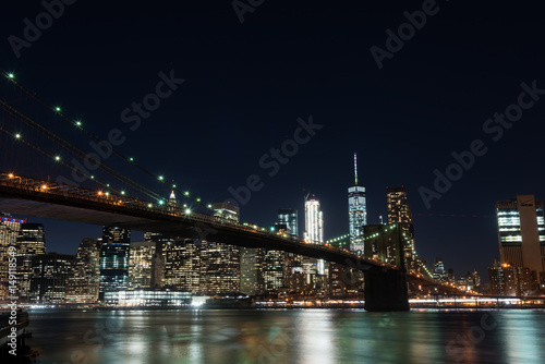 New York Nightscape with Brooklyn bridge