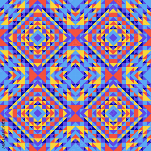 Ethnic geometric pattern with elements of traditional tribal folk style. 