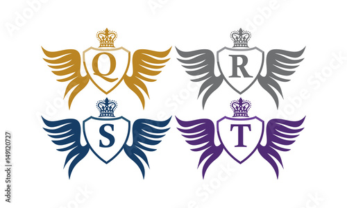 Shield Wing Crown Initial Q R S T