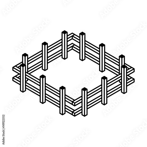 farm fence isometric icon vector illustration design