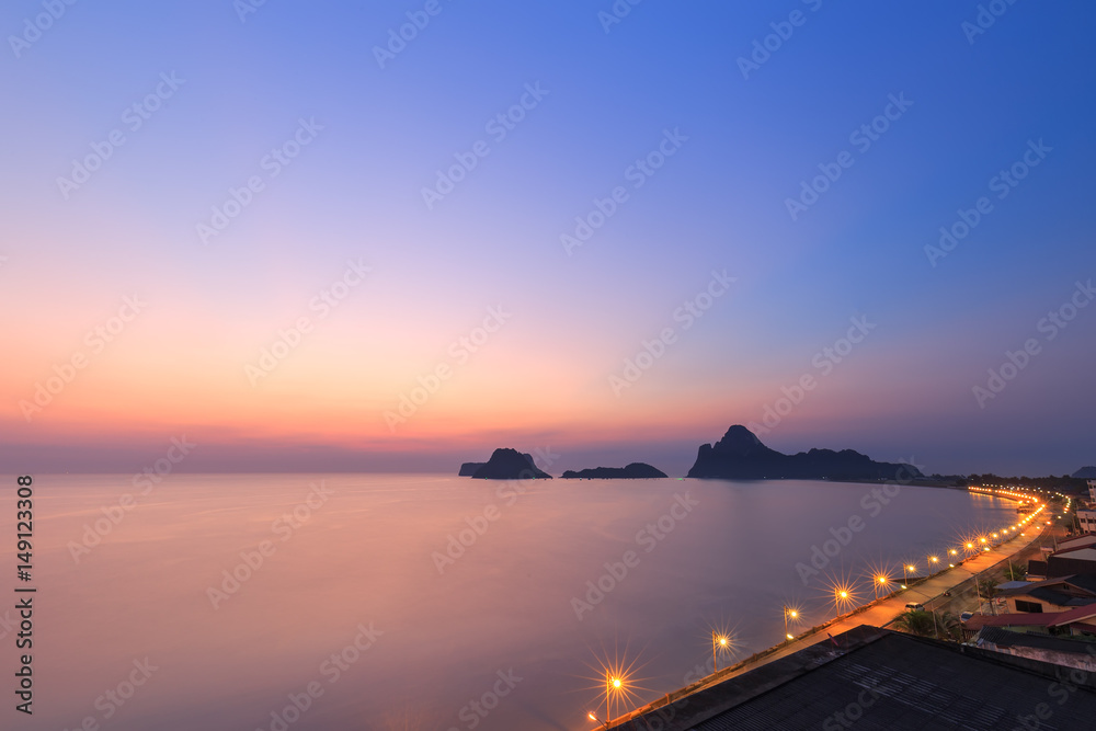 Sea and Sky Sunrise at Ao Prachuab Prachuap Khiri Khan,South of Thailand 
