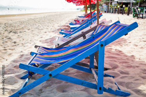 empty beach chairs