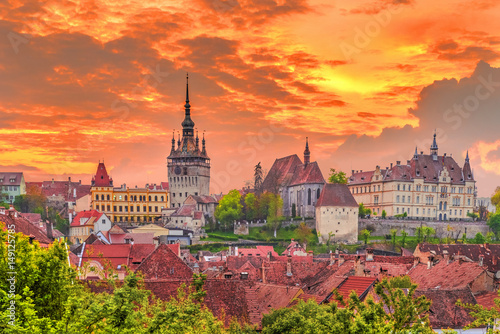 Sighisoara at sunset time, Transylvania, Romania