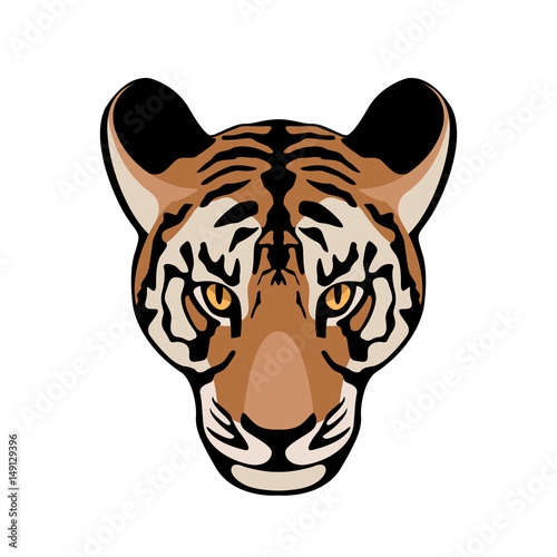 Fototapeta Naklejka Na Ścianę i Meble -  Tiger  face  vector illustration style Flat
