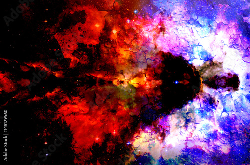 Cosmic space and stars, color cosmic abstract background. Crackle structure.