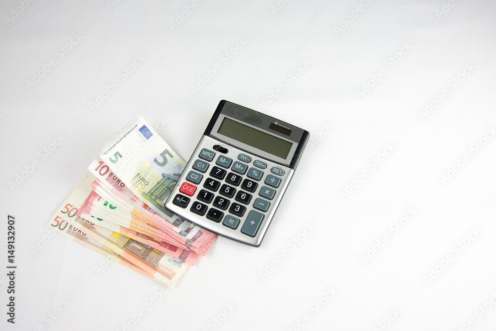 Euro Geldscheine mit Taschenrechner Euro Geldscheine mit Taschenrechner