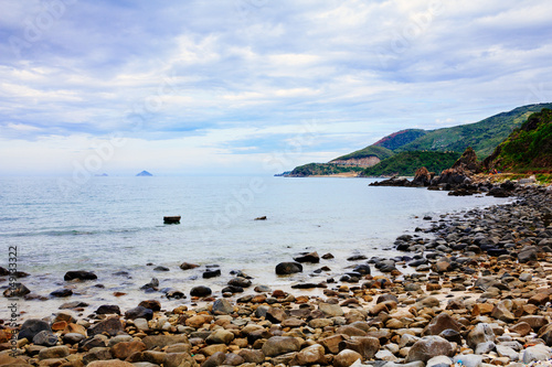 Nha Trang beach, Khanh Hoa, Vietnam. Near Pham Van Dong (657) highway. Nha Trang is well known for its beaches and scuba diving and has developed into a destination for international tourists.