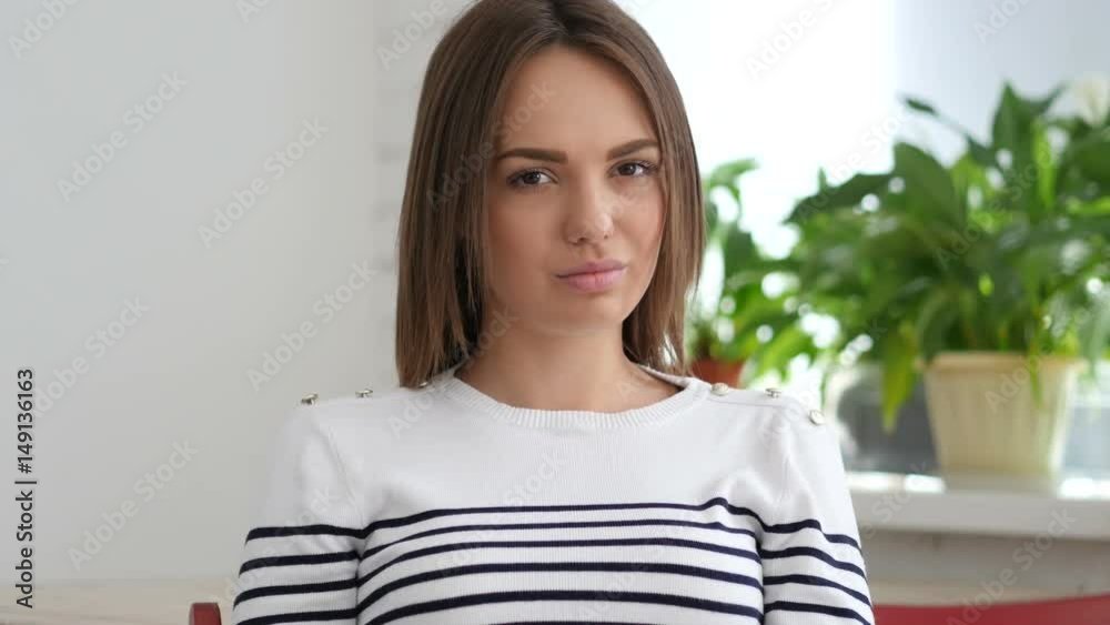 Beautiful Young Woman Shaking Head to Reject, Deny Beautiful Young Woman Shaking Head to Reject, Deny