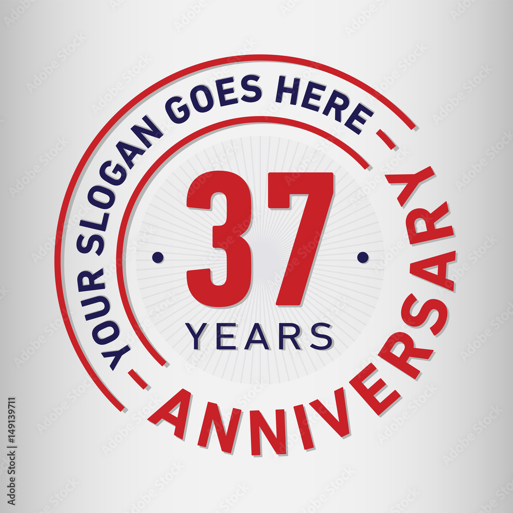 37 years anniversary logo template. Vector and illustration.