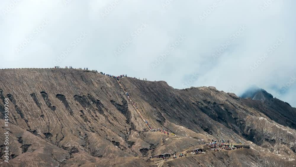 Time Lapse of Mount Bromo volcano (Gunung Bromo)in Bromo Tengger Semeru National Park, East Java, Indonesia.