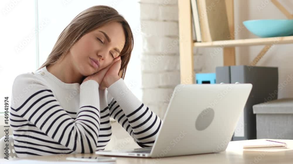 Sleeping Beautiful Woman in Office Sleeping Beautiful Woman in Office