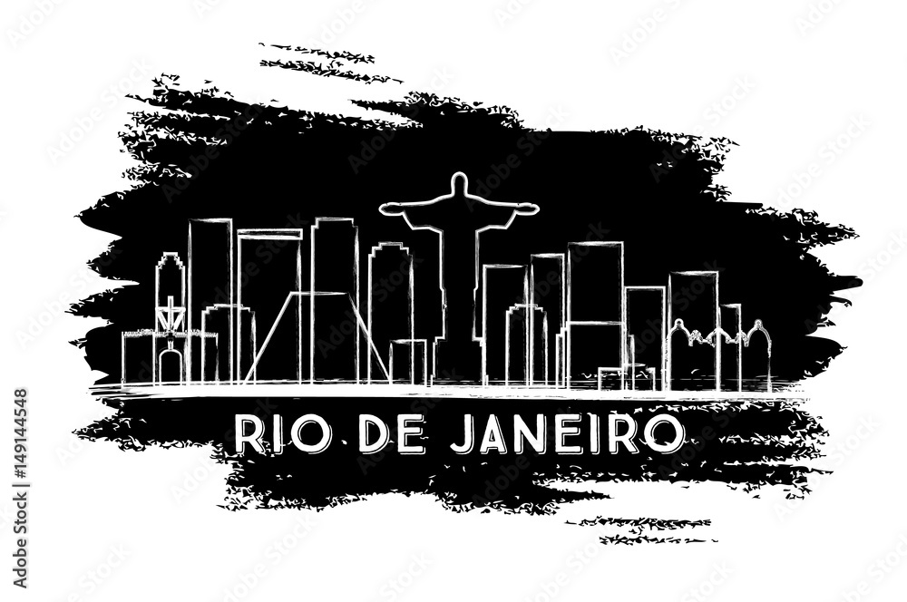 Rio de Janeiro Skyline Silhouette. Hand Drawn Sketch.