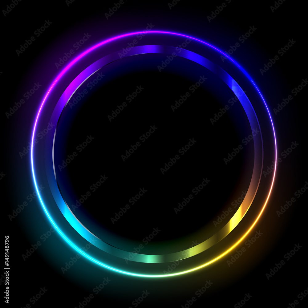 Colorful neon frame on a dark background, abstract illustration. Colorful neon frame on a dark background, abstract illustration.