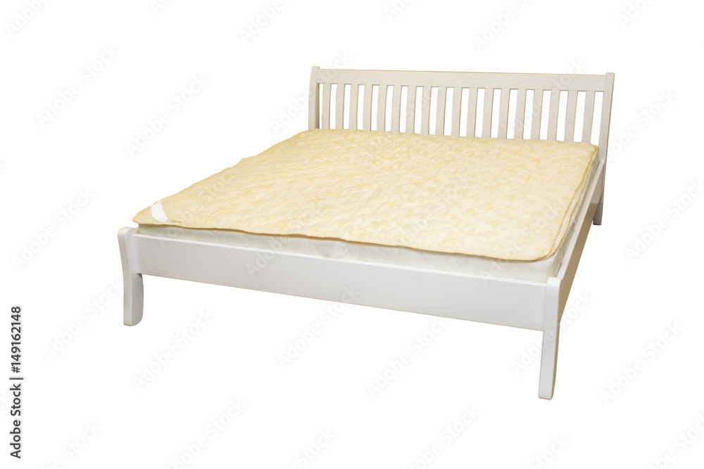 Double white bed isolated under the white background