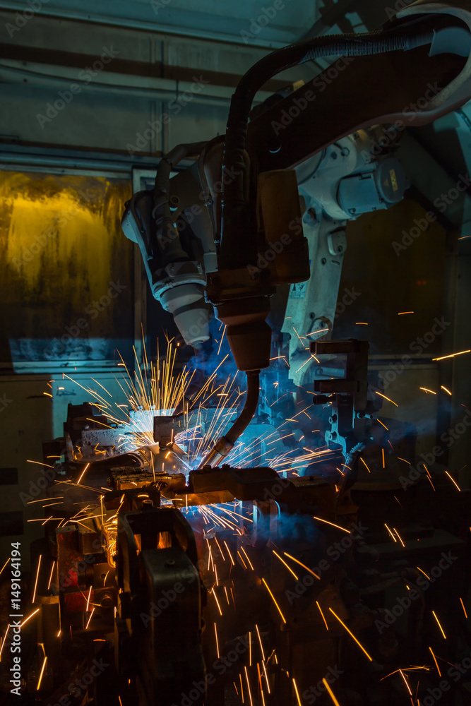 Team robot are welding in car factory
Team robot are welding in car factory