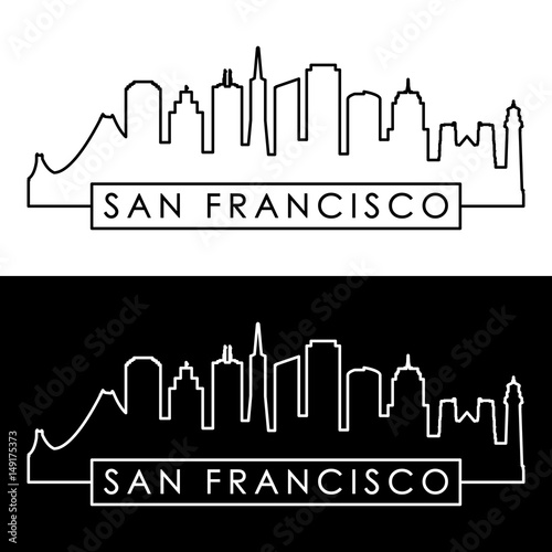 San Francisco skyline. Linear style. Editable vector file.