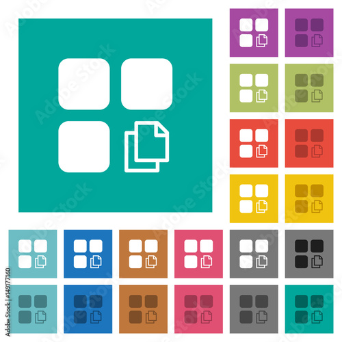 Copy component square flat multi colored icons
