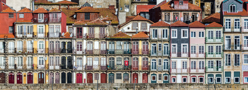 Tenement houses in Ribeira district of Porto, Portugal photo