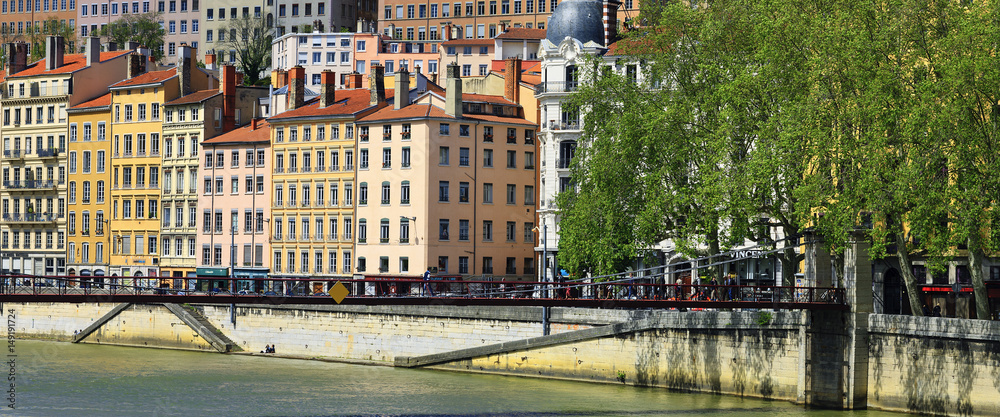 View of Lyon city with Saone river