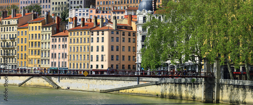 View of Lyon city with Saone river