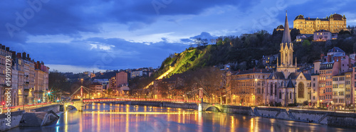 Famous view of Lyon with Saone river photo