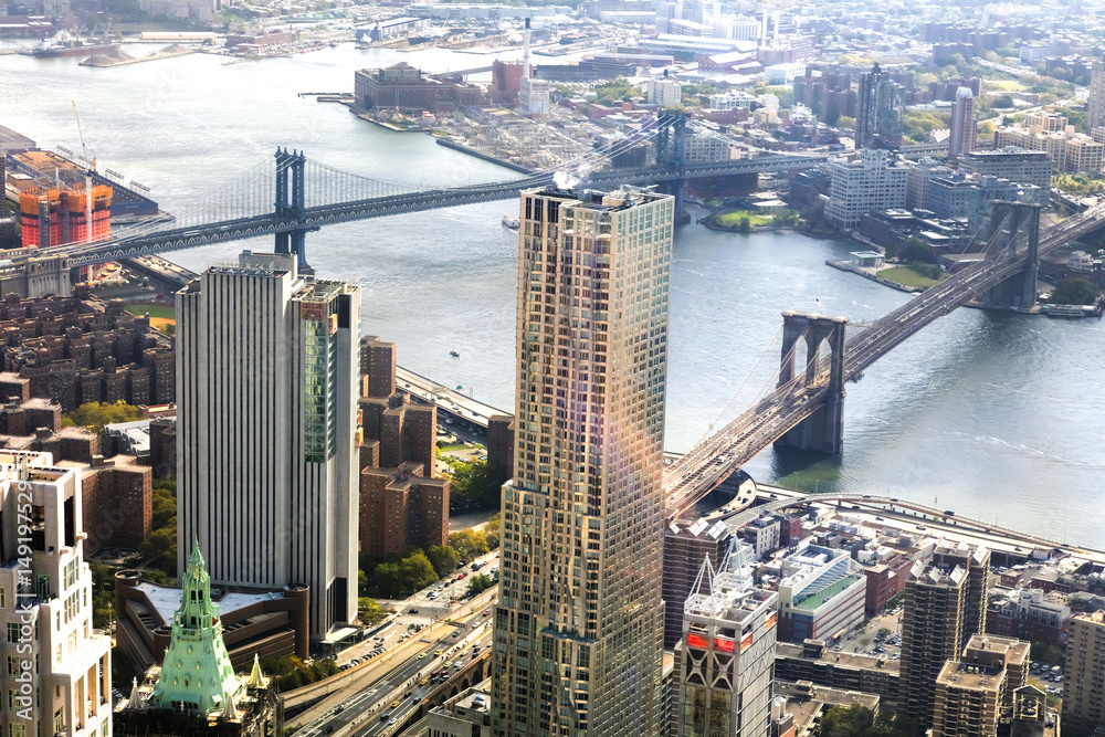 New York City Brooklyn Bridge and Manhattan Bridge