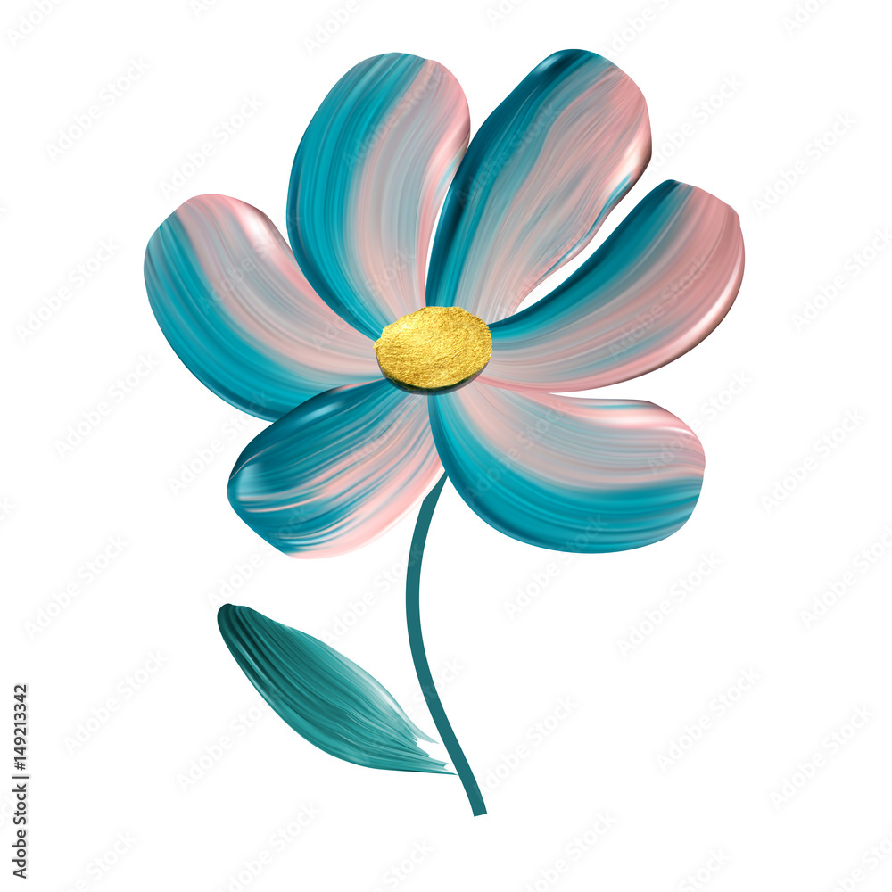 Flower panted brush vector isolated illustration. Bio and organic cosmetic concept.