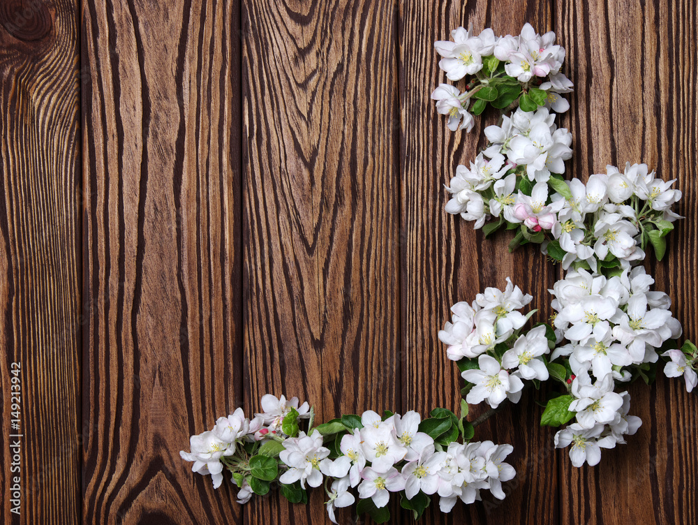 Spring flowers on wood Spring flowers on wood