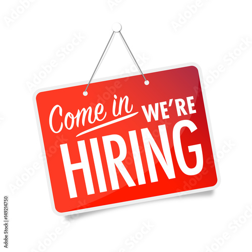 Come in we're hiring / Hanging door sign