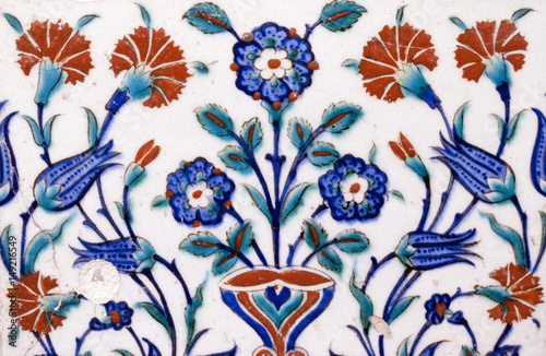 Ancient Ottoman patterned tile composition.