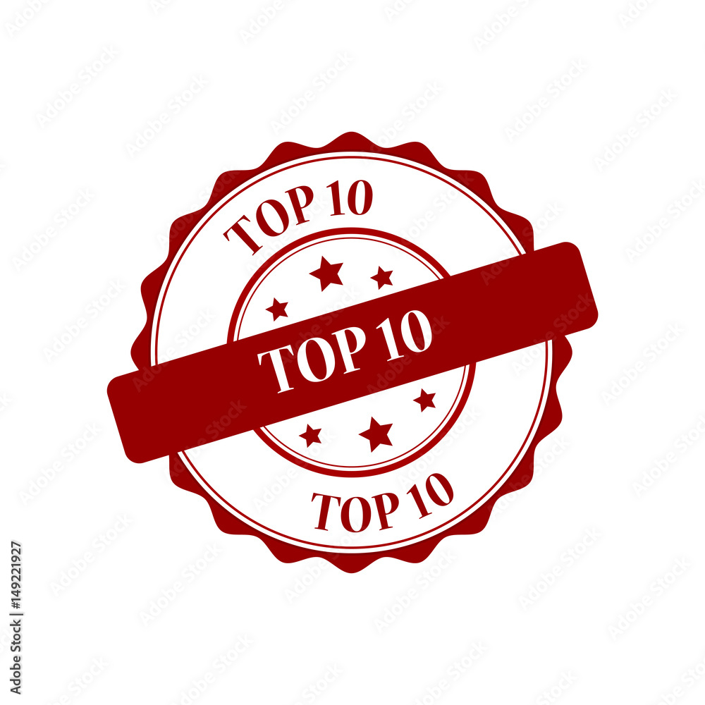 Obraz premium Top 10 red stamp illustration