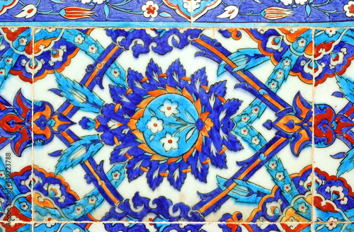 Ancient Ottoman patterned tile composition.