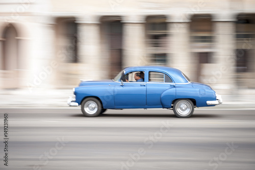 Motion blur zoom view of the Malecon seafront street in Havana, Cuba