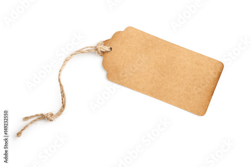 Paper tag on white