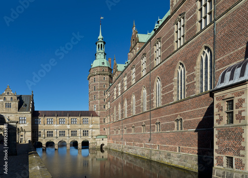 The impressive Dutch Renaissance-styled Frederiksborg Slot, in Hillerod near Copenhagen, Denmark.