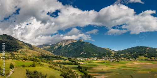 Summer view of the village of Ancelle in the Champsaur Valley. Hautes Alpes, Southern French Alps, France