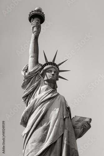 The Statue of Liberty in black and white. Liberty Island, New York City, USA