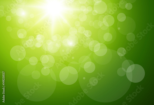 Sunny Green Background, natural vector bokeh background.