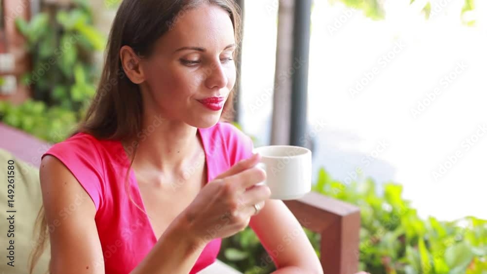 Young Woman With Coffee and Croissant Young Woman With Coffee and Croissant
