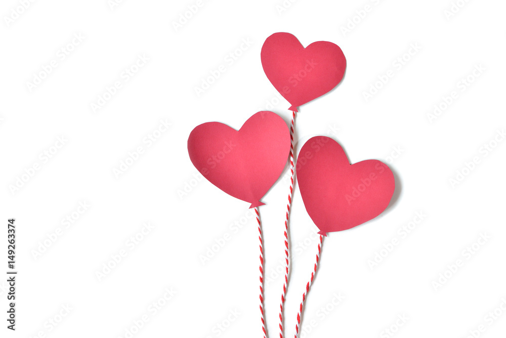 Heart balloon paper cut on white background - isolated