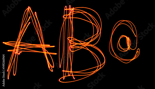uppercase laser alphabet - capital letter a b and at