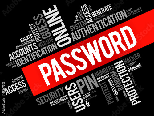 Password word cloud collage, technology business concept background
