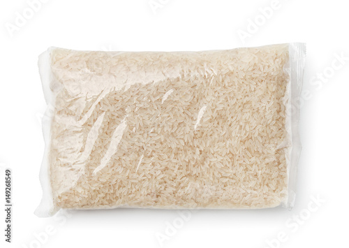  Top view of rice packed in plastic bag