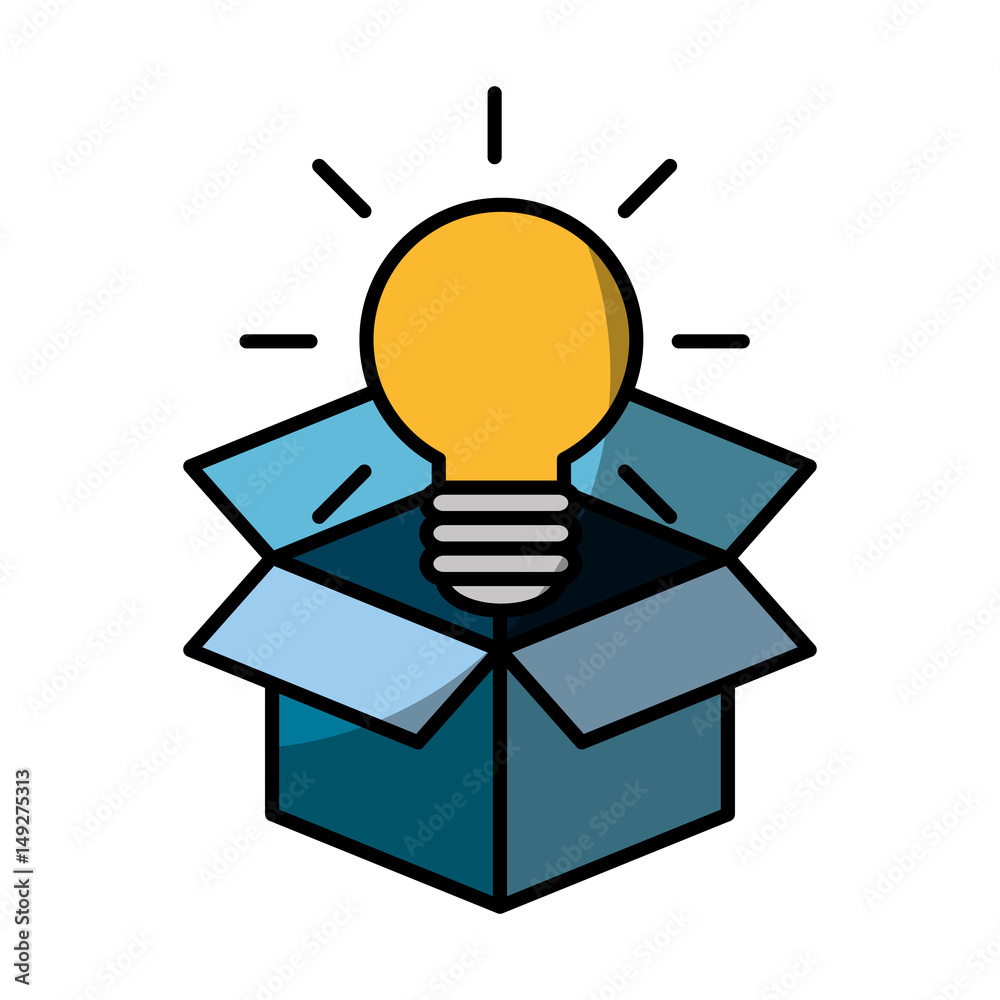 box with bulb light icon over white background. vector illustration box with bulb light icon over white background. vector illustration
