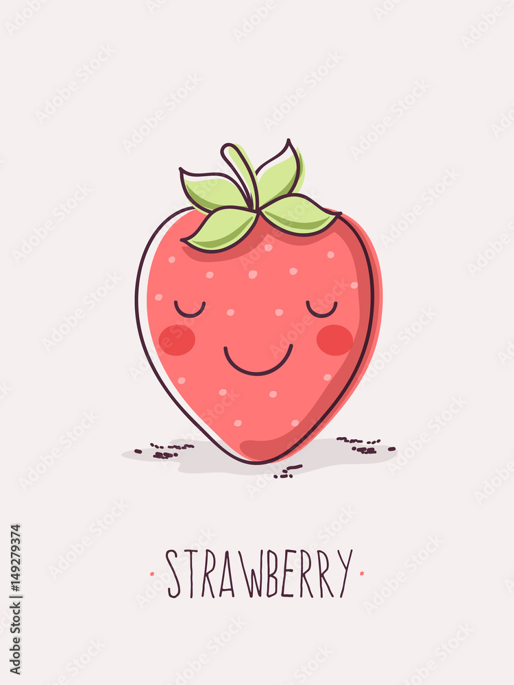 Cute Strawberry Fruit Character. Cute Strawberry Fruit Character.